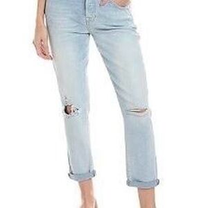 7 For All Mankind Light Blue Luxe Vintage Distressed Boyfriend Jeans